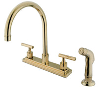 Thumbnail for Kingston Brass KS8792CML Manhattan Centerset Kitchen Faucet, Polished Brass - BNGBath