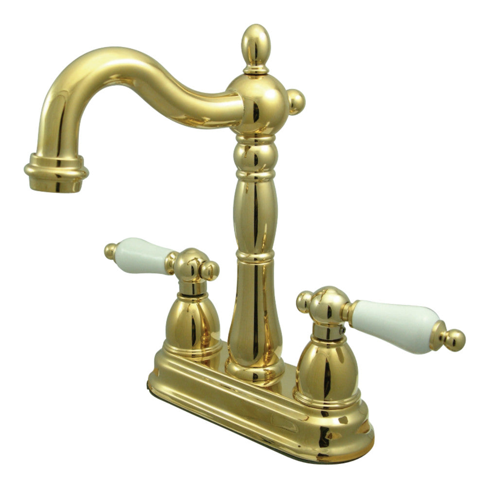 Kingston Brass KB1492PL Heritage Two-Handle Bar Faucet, Polished Brass - BNGBath