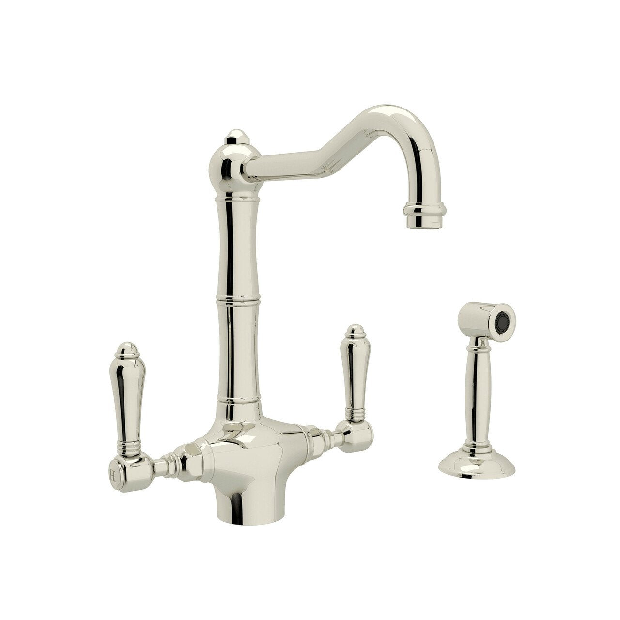 ROHL Acqui Single Hole Column Spout Kitchen Faucet with Sidespray - BNGBath