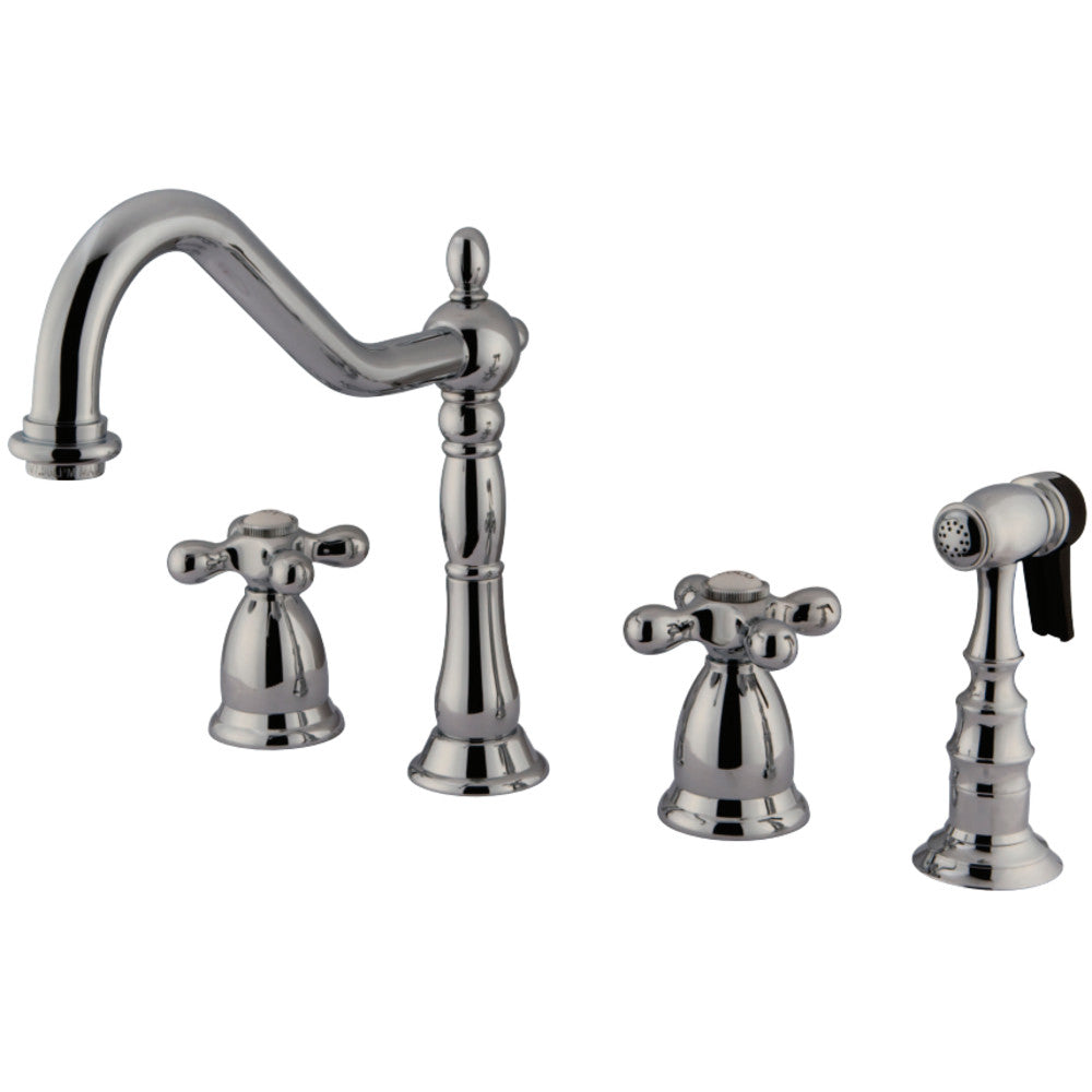 Kingston Brass KS1791AXBS Widespread Kitchen Faucet, Polished Chrome - BNGBath
