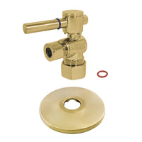 Thumbnail for Kingston Brass CC53307DLK 5/8-Inch X 3/8-Inch OD Comp Quarter-Turn Angle Stop Valve with Flange, Brushed Brass - BNGBath