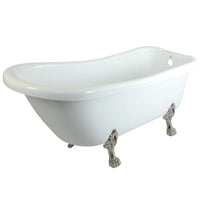 Thumbnail for Aqua Eden VT7DE672826C8 67-Inch Acrylic Single Slipper Clawfoot Tub with 7-Inch Faucet Drillings, White/Brushed Nickel - BNGBath
