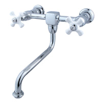 Thumbnail for Kingston Brass KS1211PX Heritage Wall Mount Bathroom Faucet, Polished Chrome - BNGBath