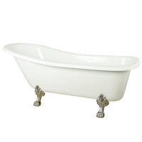 Thumbnail for Aqua Eden VTDE692823C8 67-Inch Acrylic Single Slipper Clawfoot Tub with 7-Inch Faucet Drillings, White/Brushed Nickel - BNGBath