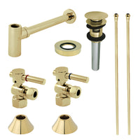 Thumbnail for Kingston Brass CC43102DLVOKB30 Modern Plumbing Sink Trim Kit with Bottle Trap and Overflow Drain, Polished Brass - BNGBath