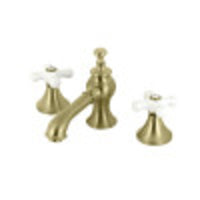 Thumbnail for Kingston Brass KC7067PX Vintage 8 in. Widespread Bathroom Faucet, Brushed Brass - BNGBath