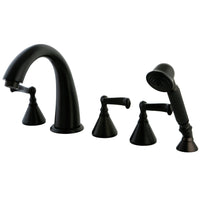 Thumbnail for Kingston Brass KS23655FL Roman Tub Faucet with Hand Shower, Oil Rubbed Bronze - BNGBath