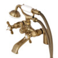 Thumbnail for Kingston Brass KS287AB Essex Clawfoot Tub Faucet with Hand Shower, Antique Brass - BNGBath