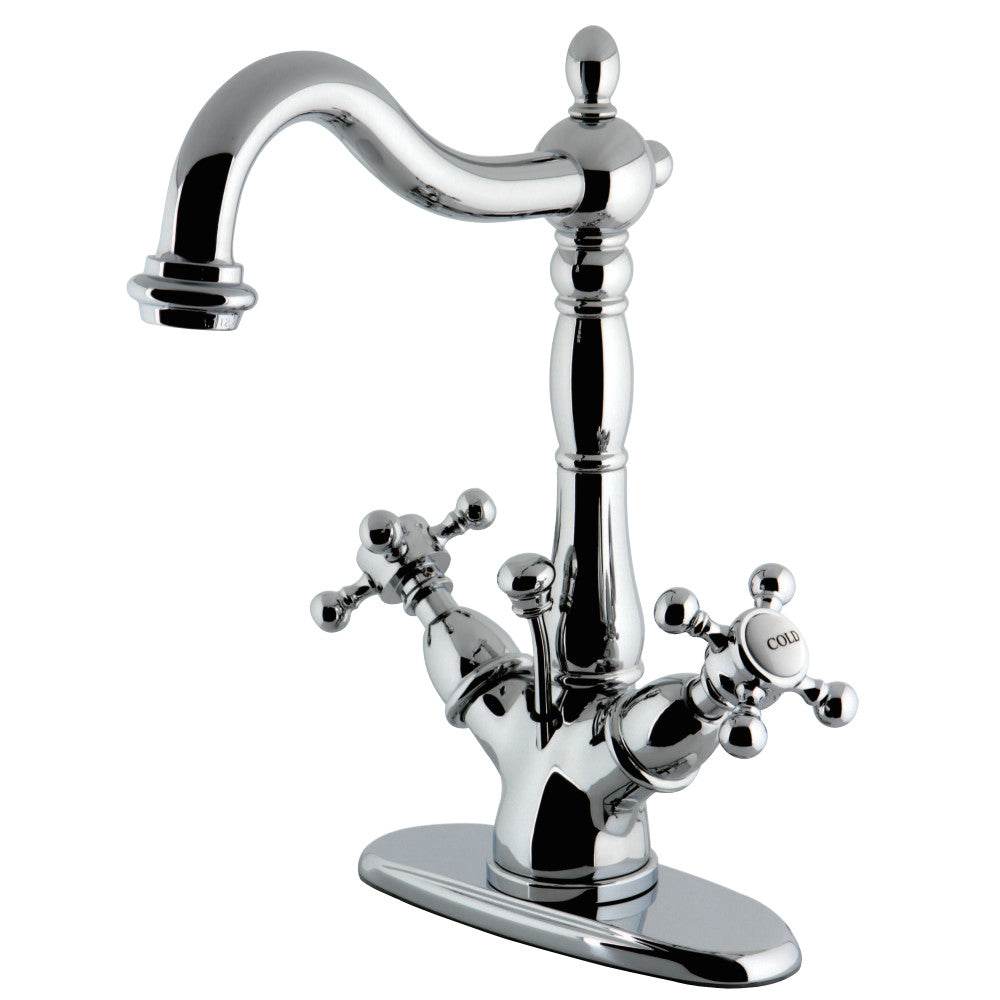Kingston Brass KS1431BX Vintage Two-Handle Bathroom Faucet with Brass Pop-Up and Cover Plate, Polished Chrome - BNGBath