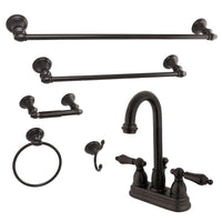 Thumbnail for Kingston Brass KBK3615AL 4 in. Bathroom Faucet with 5-Piece Bathroom Hardware Combo, Oil Rubbed Bronze - BNGBath
