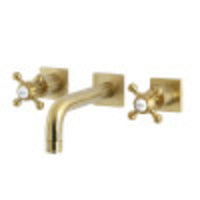Thumbnail for Kingston Brass KS6127BX Metropolitan Two-Handle Wall Mount Bathroom Faucet, Brushed Brass - BNGBath