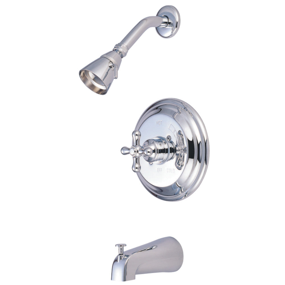 Kingston Brass GKB3631AX Water Saving Restoration Tub and Shower Faucet with Cross Handles, Polished Chrome - BNGBath