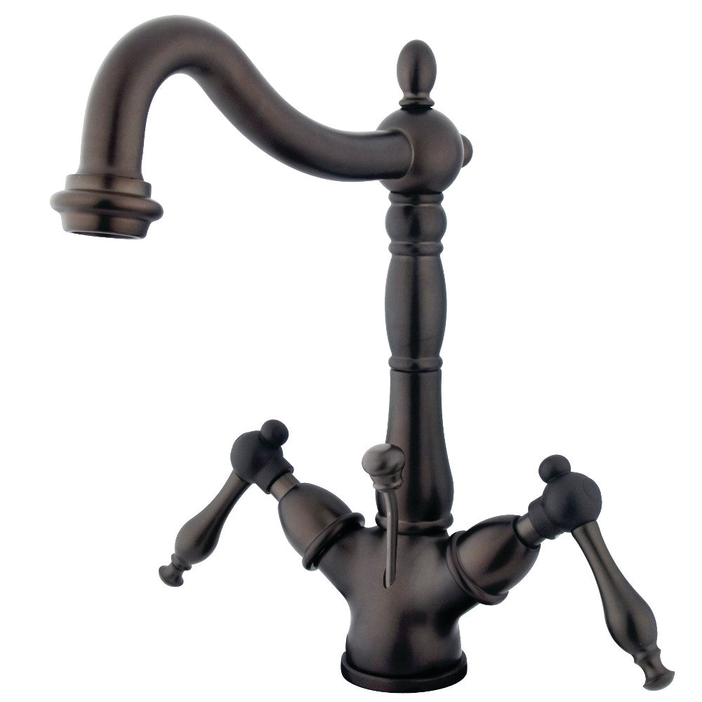 Kingston Brass KS1435NL Naples Two-Handle Bathroom Faucet with Brass Pop-Up and Cover Plate, Oil Rubbed Bronze - BNGBath