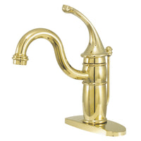 Thumbnail for Kingston Brass KB1402GL Georgian Single-Handle Bathroom Faucet with Pop-Up Drain, Polished Brass - BNGBath