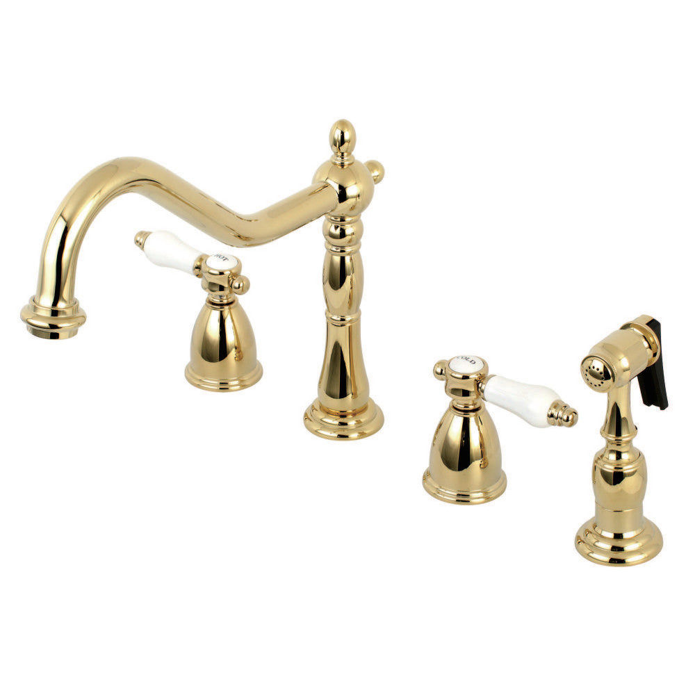 Kingston Brass KB1792BPLBS Widespread Kitchen Faucet, Polished Brass - BNGBath