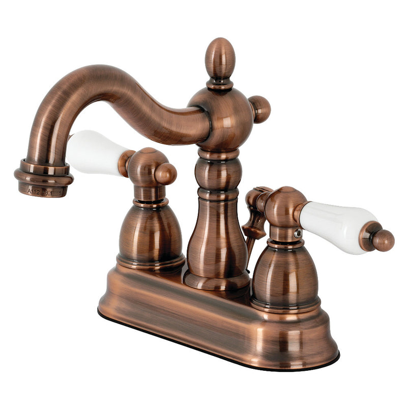 Kingston Brass KB160PLAC Heritage 4 in. Centerset Bathroom Faucet, Antique Copper - BNGBath