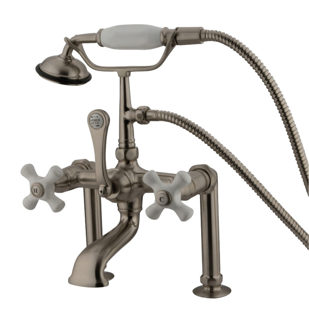 Kingston Brass CC111T8 Vintage 7-Inch Deck Mount Clawfoot Tub Faucet with Hand Shower, Brushed Nickel - BNGBath