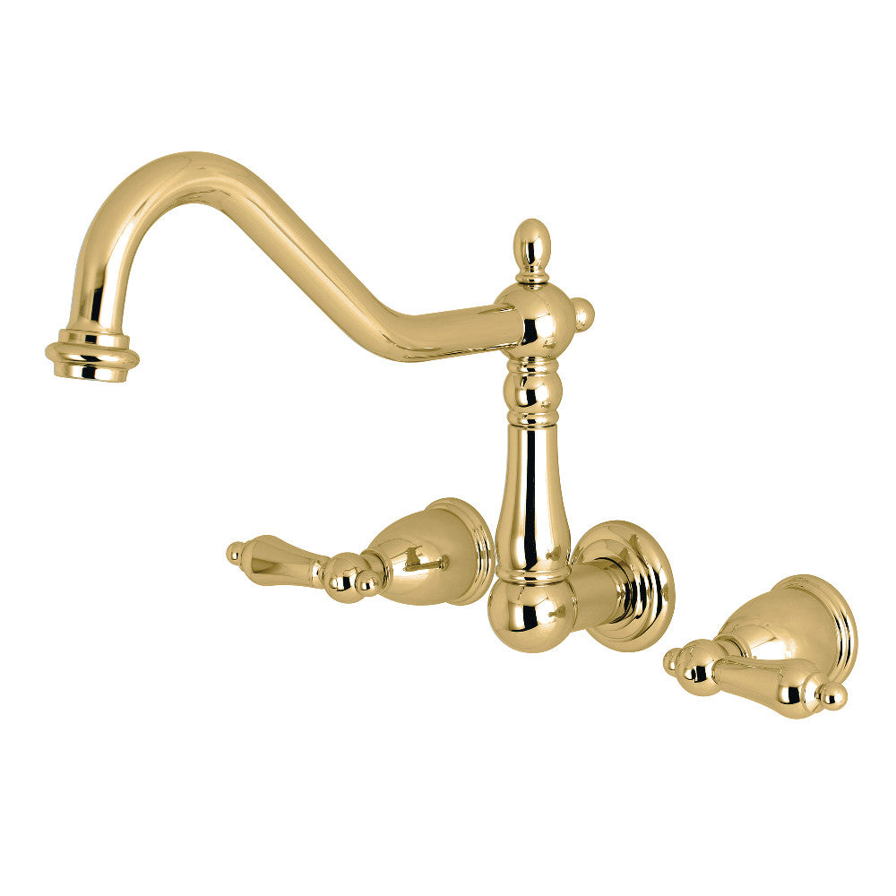 Kingston Brass KS1282AL Wall Mount Kitchen Faucet, Polished Brass - BNGBath