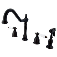 Thumbnail for Kingston Brass KB1795PLBS Widespread Kitchen Faucet, Oil Rubbed Bronze - BNGBath