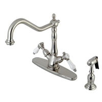 Thumbnail for Kingston Brass KS1238BPLBS Mono Deck Mount Kitchen Faucet with Brass Sprayer, Brushed Nickel - BNGBath