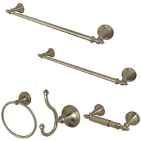 Thumbnail for Kingston Brass BAHK1612478SN Naples 5-Piece Bathroom Accessory Set, Brushed Nickel - BNGBath