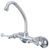 Thumbnail for Kingston Brass KS314C Kingston Two Handle Wall Mount Kitchen Faucet, Polished Chrome - BNGBath