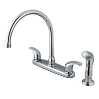 Thumbnail for Kingston Brass KB6791LLSP 8-Inch Centerset Kitchen Faucet, Polished Chrome - BNGBath