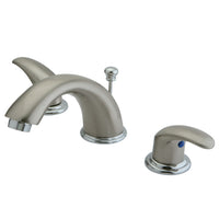 Thumbnail for Kingston Brass KB6967LL 8 in. Widespread Bathroom Faucet, Brushed Nickel/Polished Chrome - BNGBath