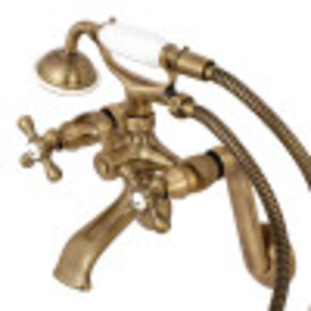 Kingston Brass KS269AB Kingston Tub Wall Mount Clawfoot Tub Faucet with Hand Shower, Antique Brass - BNGBath
