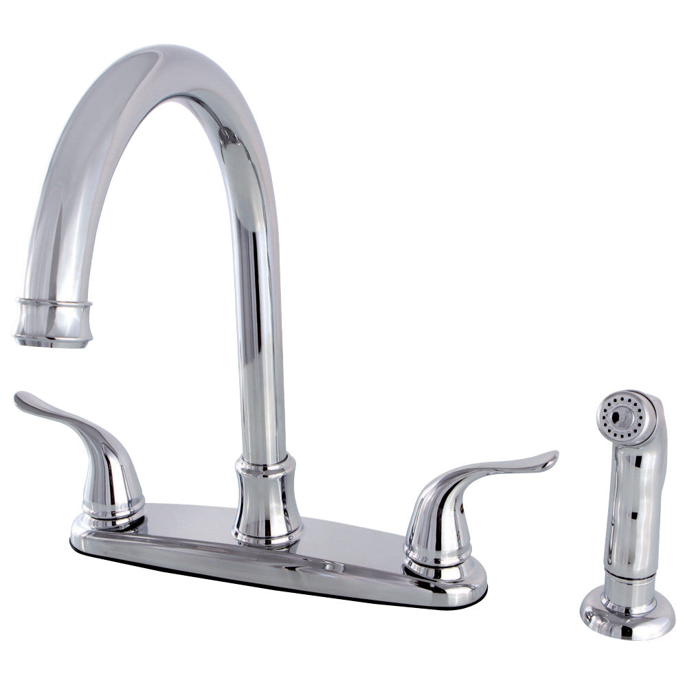 Kingston Brass FB7791YLSP Yosemite 8-Inch Centerset Kitchen Faucet with Sprayer, Polished Chrome - BNGBath