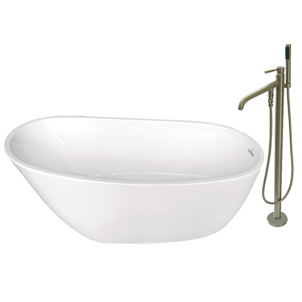 59-Inch Acrylic Single Slipper Freestanding Tub Combo with Faucet - BNGBath