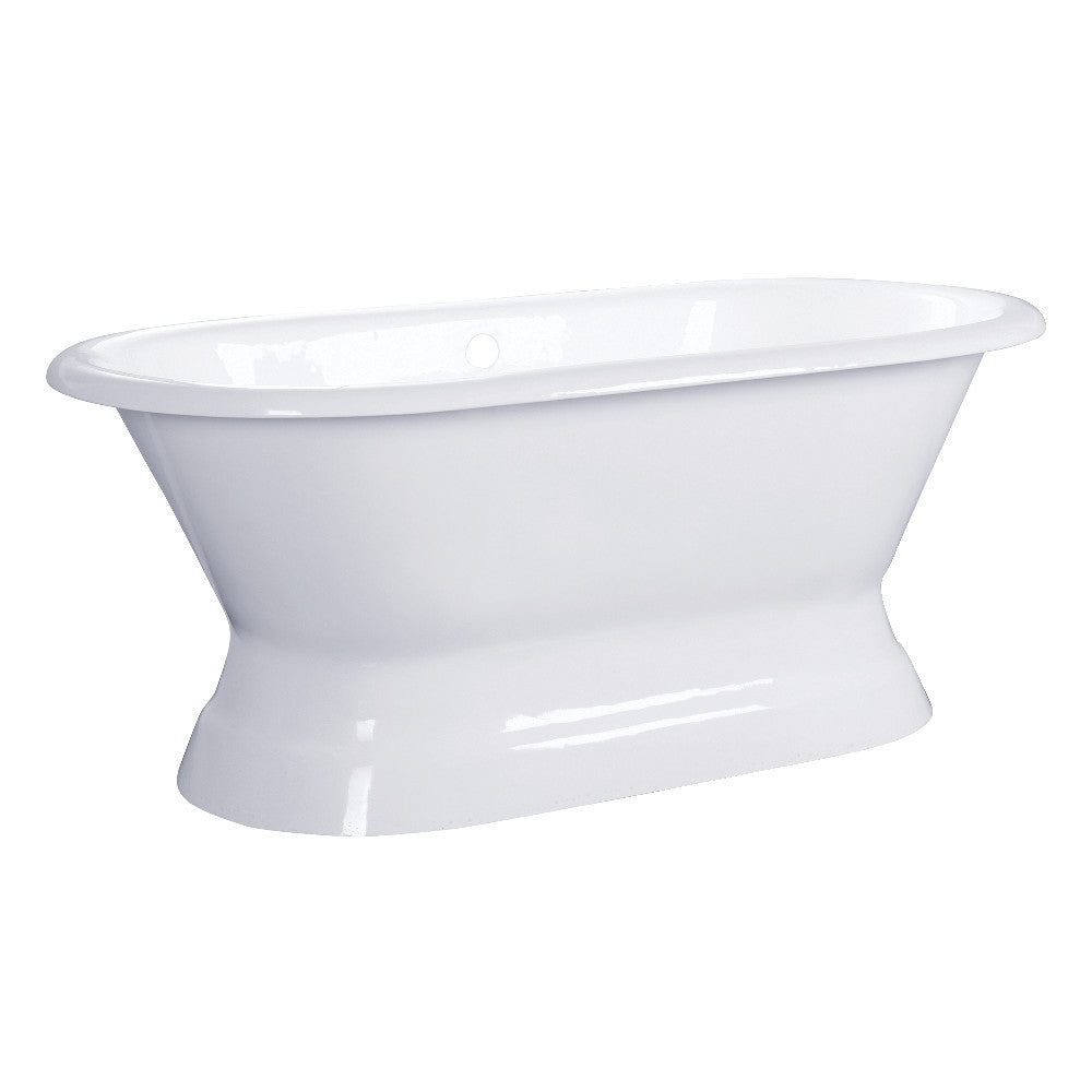 Aqua Eden VCTND603024 60-Inch Cast Iron Double Ended Pedestal Tub (No Faucet Drillings), White - BNGBath