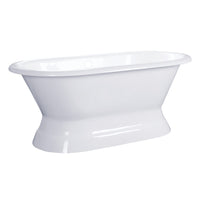Thumbnail for Aqua Eden VCTND603024 60-Inch Cast Iron Double Ended Pedestal Tub (No Faucet Drillings), White - BNGBath