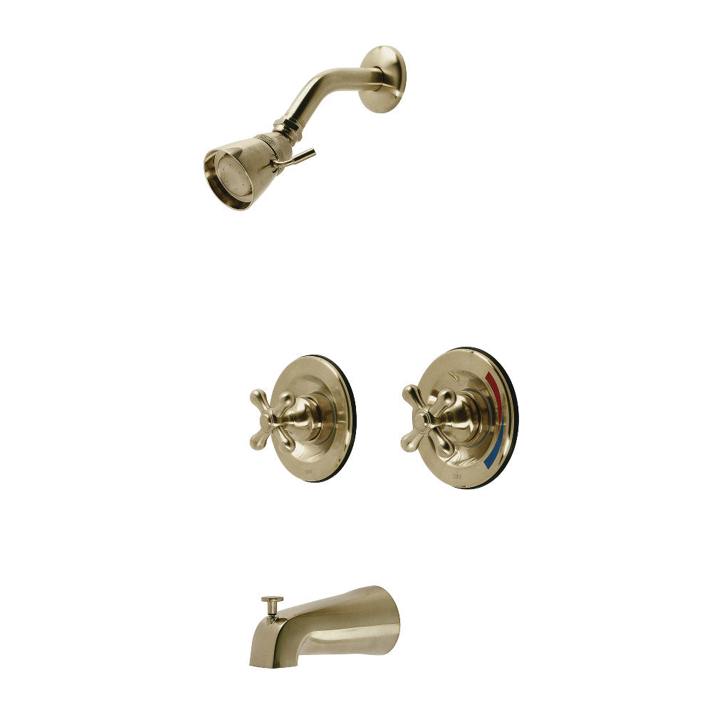 Kingston Brass KB667AX Vintage Twin Handles Tub Shower Faucet, Brushed Brass - BNGBath