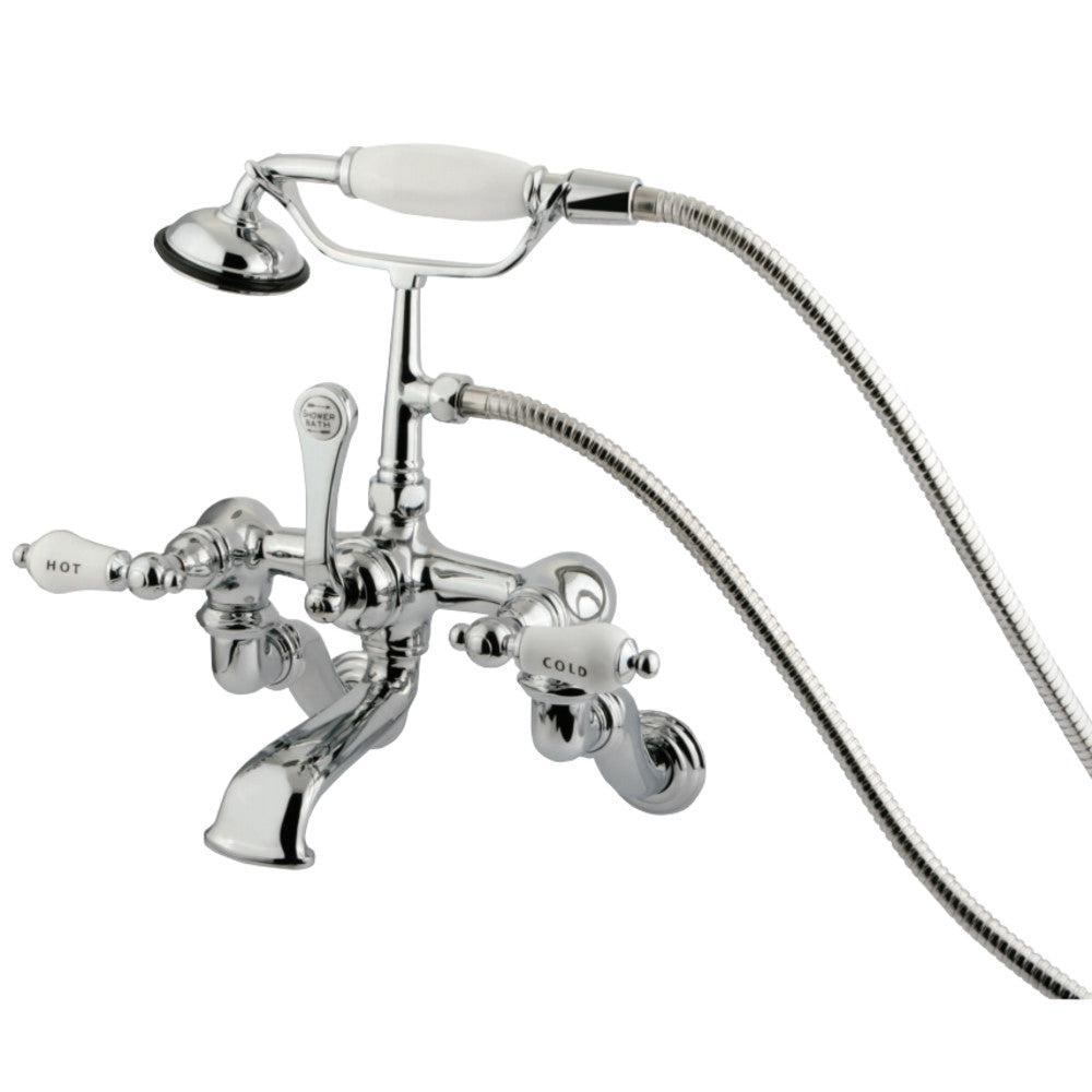 Kingston Brass CC462T1 Vintage Wall Mount Clawfoot Tub Faucet with Hand Shower, Polished Chrome - BNGBath