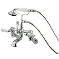 Thumbnail for Kingston Brass CC462T1 Vintage Wall Mount Clawfoot Tub Faucet with Hand Shower, Polished Chrome - BNGBath
