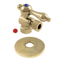 Thumbnail for Kingston Brass CC33102K 3/8-Inch IPS X 3/8-Inch OD Comp Quarter-Turn Angle Stop Valve with Flange, Polished Brass - BNGBath