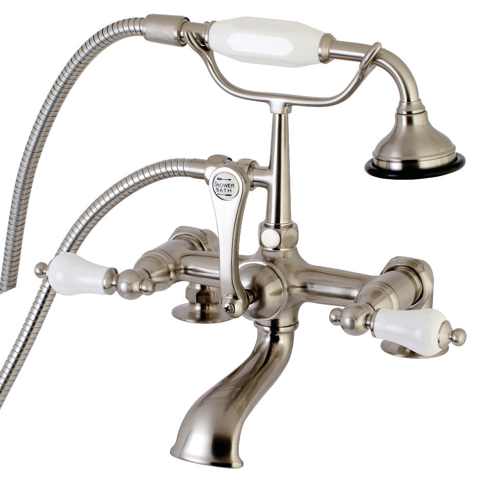 Aqua Vintage AE205T8 Vintage 7-Inch Tub Faucet with Hand Shower, Brushed Nickel - BNGBath