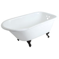 Thumbnail for Aqua Eden VCT3D663019NT0 66-Inch Cast Iron Roll Top Clawfoot Tub with 3-3/8 Inch Wall Drillings, White/Matte Black - BNGBath