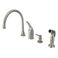 Thumbnail for Kingston Brass KB828K8 Single-Handle Widespread Kitchen Faucet, Brushed Nickel - BNGBath