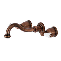 Thumbnail for Kingston Brass KS312PLAC Vintage 2-Handle Wall Mount Bathroom Faucet, Antique Copper - BNGBath