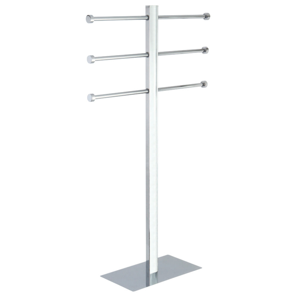 Kingston Brass CCS6021 Freestanding Stainless Steel Towel Holder with Rectangular Base, Polished Chrome - BNGBath