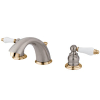 Thumbnail for Kingston Brass KB979B Widespread Bathroom Faucet, Brushed Nickel/Polished Brass - BNGBath