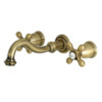 Thumbnail for Kingston Brass KS3023AX Restoration Two-Handle Wall Mount Tub Faucet, Antique Brass - BNGBath