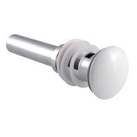 Thumbnail for Kingston Brass EV6001WT Push Pop-Up Drain with Overflow, 22 Gauge, Polished Chrome/White - BNGBath