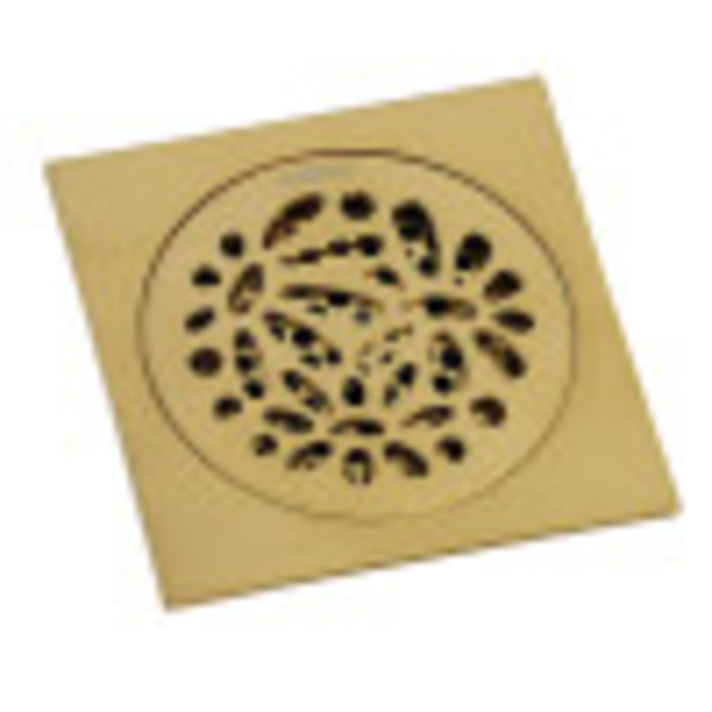 Kingston Brass BSF6360BB Watercourse Floral 4" Square Grid Shower Drain, Brushed Brass - BNGBath