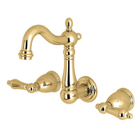 Thumbnail for Kingston Brass KS1222AL 8-Inch Center Wall Mount Bathroom Faucet, Polished Brass - BNGBath