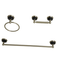 Thumbnail for Kingston Brass BAK911248BN Water Onyx 3-Piece Bathroom Accessory Set, Brushed Nickel - BNGBath