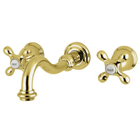 Thumbnail for Kingston Brass KS3022AX Restoration Two-Handle Wall Mount Tub Faucet, Polished Brass - BNGBath