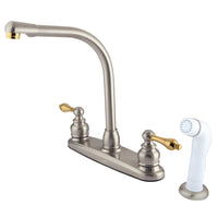 Thumbnail for Kingston Brass GKB719AL Victorian Centerset Kitchen Faucet, Brushed Nickel/Polished Brass - BNGBath
